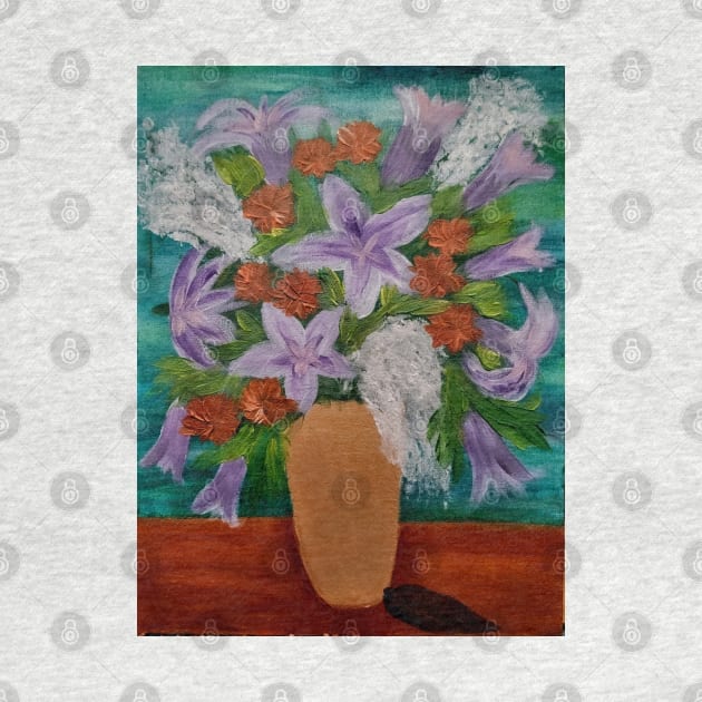 Some mixed flowers in a gold vase by kkartwork